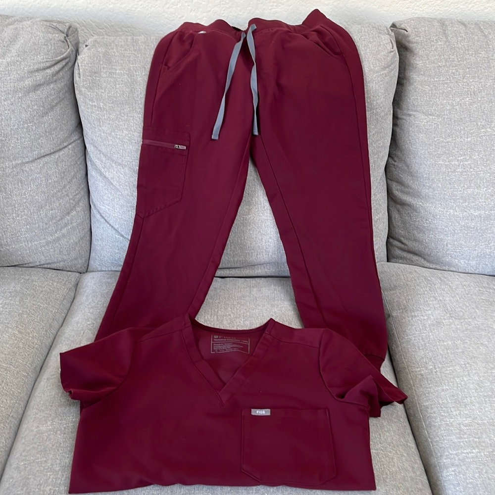 Sold as a set: Figs Core Collection Burgundy